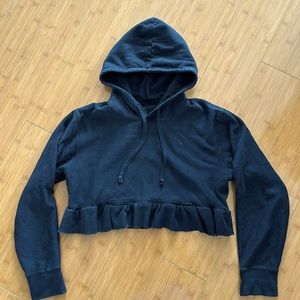 JCrew cropped sweatshirt hoodie with ruffle bottom